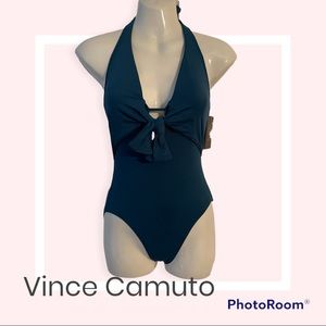 BNWT Vince Camuto Tie Front Halter One Piece Swimsuit